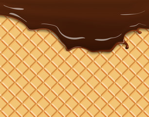 Dark Chocolate Melted on Wafer Background Vector Illustration