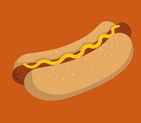 Fast food concept represented by Hot Dog icon. Property of colorfull illustration