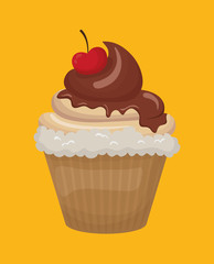 Dessert and sweet concept represented by cupcake icon. Property of colorfull illustration