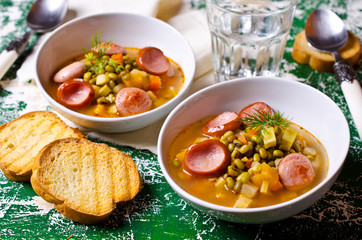 Homemade soup with beans