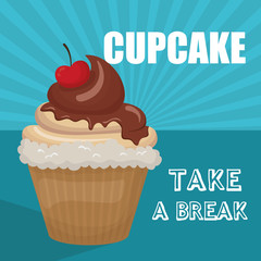 Dessert and sweet concept represented by cupcake icon. Property of colorfull and striped illustration