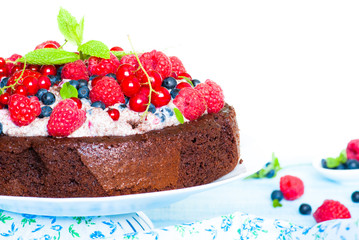 Chocolate cake with fresh berries