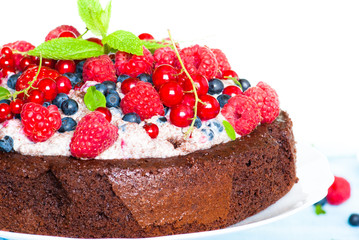 Chocolate cake with fresh berries