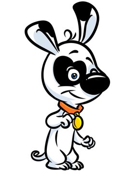 White funny little puppy cartoon illustration isolated 

image animal character 