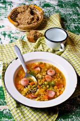 Homemade soup with beans