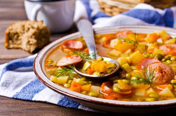 Homemade soup with beans