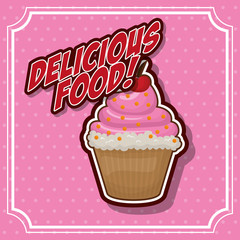 Dessert and sweet concept represented by cupcake icon. Property of colorfull and frame illustration