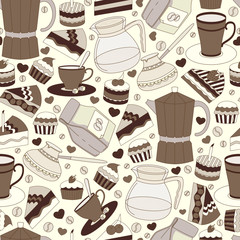 coffee and sweets seamless pattern