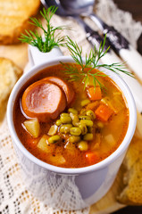 Homemade soup with beans