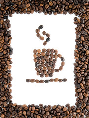 Cup from coffee grains. Espreso. Americano. Cappuccino. Latte.