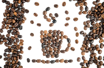 Cup from coffee grains. Espreso. Americano. Cappuccino. Latte.