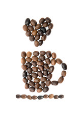 Cup from coffee grains. Espreso. Americano. Cappuccino. Latte.