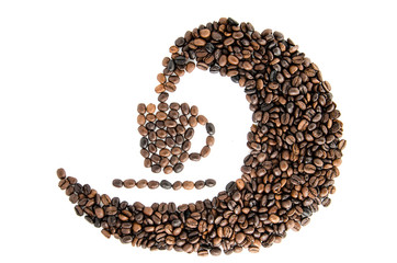 Cup from coffee grains. Espreso. Americano. Cappuccino. Latte.