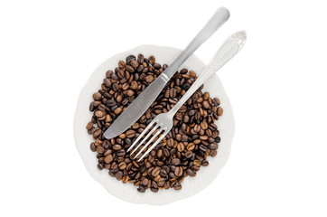 Coffee beans in a dish