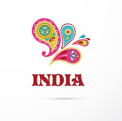 Fototapeta na wymiar India - Mandala, oriental pattern Indian icon