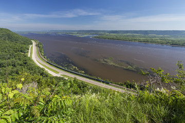 Mississippi River Scenic with Passenger Train