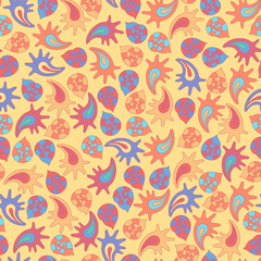 summer seamless pattern with colorful shells