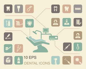 Dental icons. Vector Illustration.