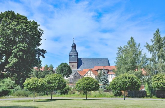 Harzgerode im Harz mit der Sankt Marien-Kirche,Sachsen-Anhalt,Deutschland