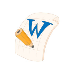 Word file icon in cartoon style