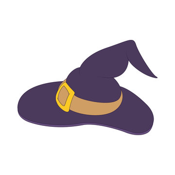 Witch hat icon in cartoon style