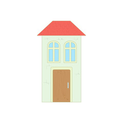 White house with a red roof icon, cartoon style