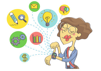 Wearable technology for businesswomen. Business woman planning business on smart watch.