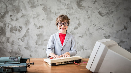Child pretent to be businessman