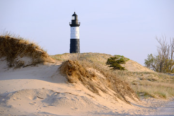 Big Sable Point Lighthouse in dunes, built in 1867