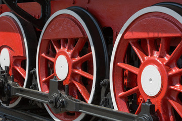 Wheel of old steam locomotive