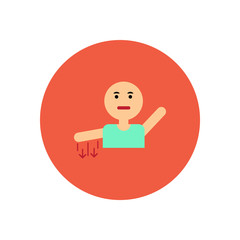 stylish icon in color circle numb hand