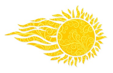 Logo of fiery sun. 