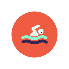 stylish icon in color circle man swimmer 