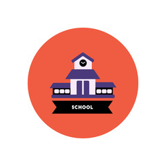 stylish icon in color circle building school 