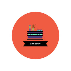 stylish icon in color circle building factory 