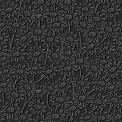 Seamless 3D dark paper cut art background 452 daisy flower
