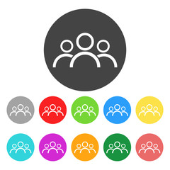 Group people icon. Color flat vector illustration