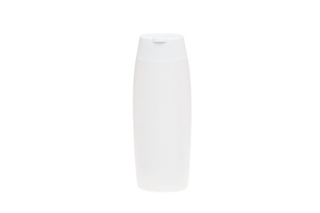 White cosmetics plastic bottle, shampoo, isolated