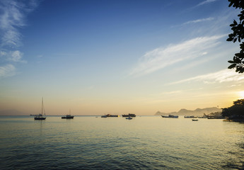 boats at harbour in dili east timor at sunset