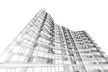 architecture abstract, 3d illustration, building structure