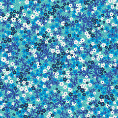 vector seamless cute naive gentle romantic flower ditsy pattern, wild flowers, spring summer time, nature in bloom, colorful floral background allover print 