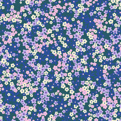 vector seamless cute naive gentle romantic flower ditsy pattern, wild flowers, spring summer time, nature in bloom, colorful floral background allover print 