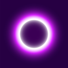 Neon abstract round. Eclipse of the sun. Vector illustration