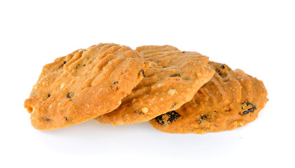 Chocolate chip cookies isolated on white background.
