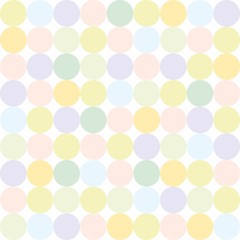 Fototapeta na wymiar Tile vector pattern with pastel colorful polka dots on white background