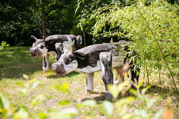 cow or bull sculpture of wood