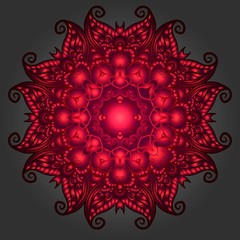 Vector colorful illustration of round floral ornament