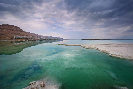 Panorama of the dead sea. The view from the hotels