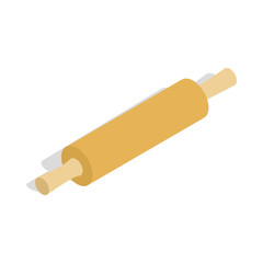 Rolling pin icon, isometric 3d style