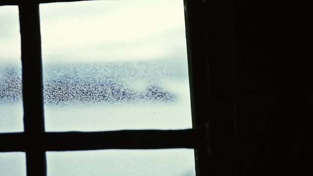 Winter Landscape Viewed From the Window, Selective Focus Dolly Slider Shot in Full hd